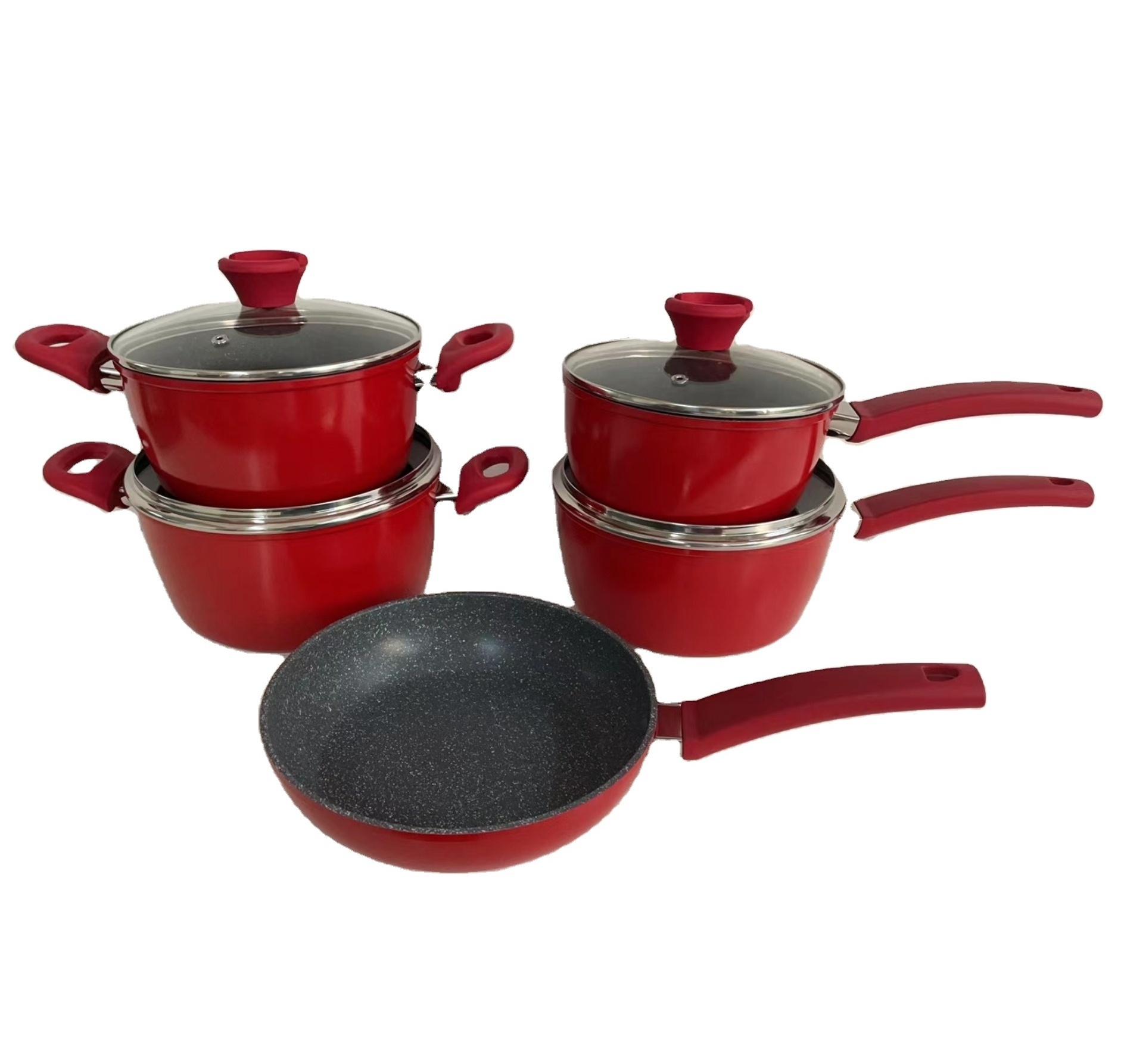 Non Stick Milk Pan With Glass Lid Small Soup Pot for Gas Induction Cookers Forged Aluminum Non Stick Sauce Pan