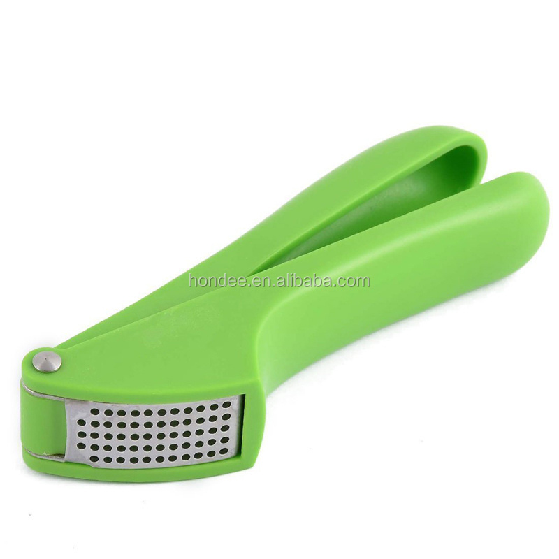 Food Glade Multiple Colors Kitchen Crusher Stainless Steel and Plastic Garlic Press Rocker