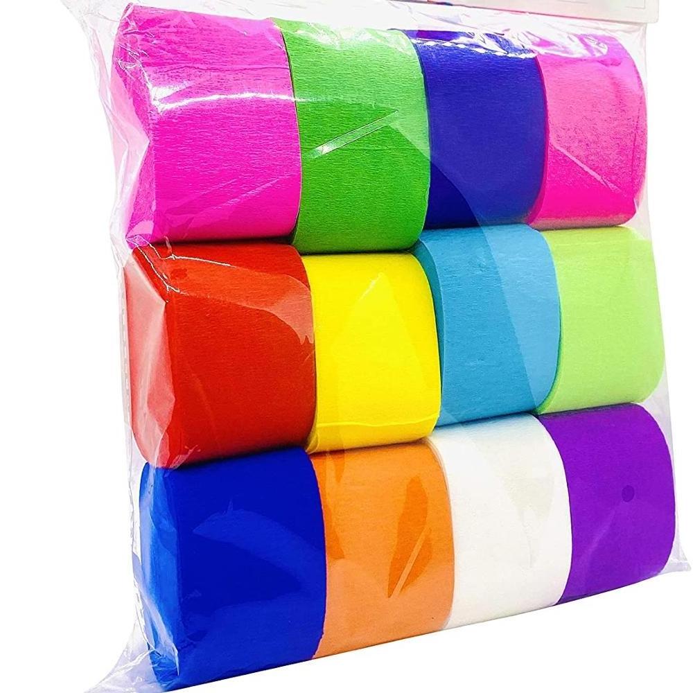 Backdrop Paper Streamers Mini Crepe Paper Roll Wedding Birthday Party Streamers Mixed Colors Fire Retardant Crepe Paper Streamer