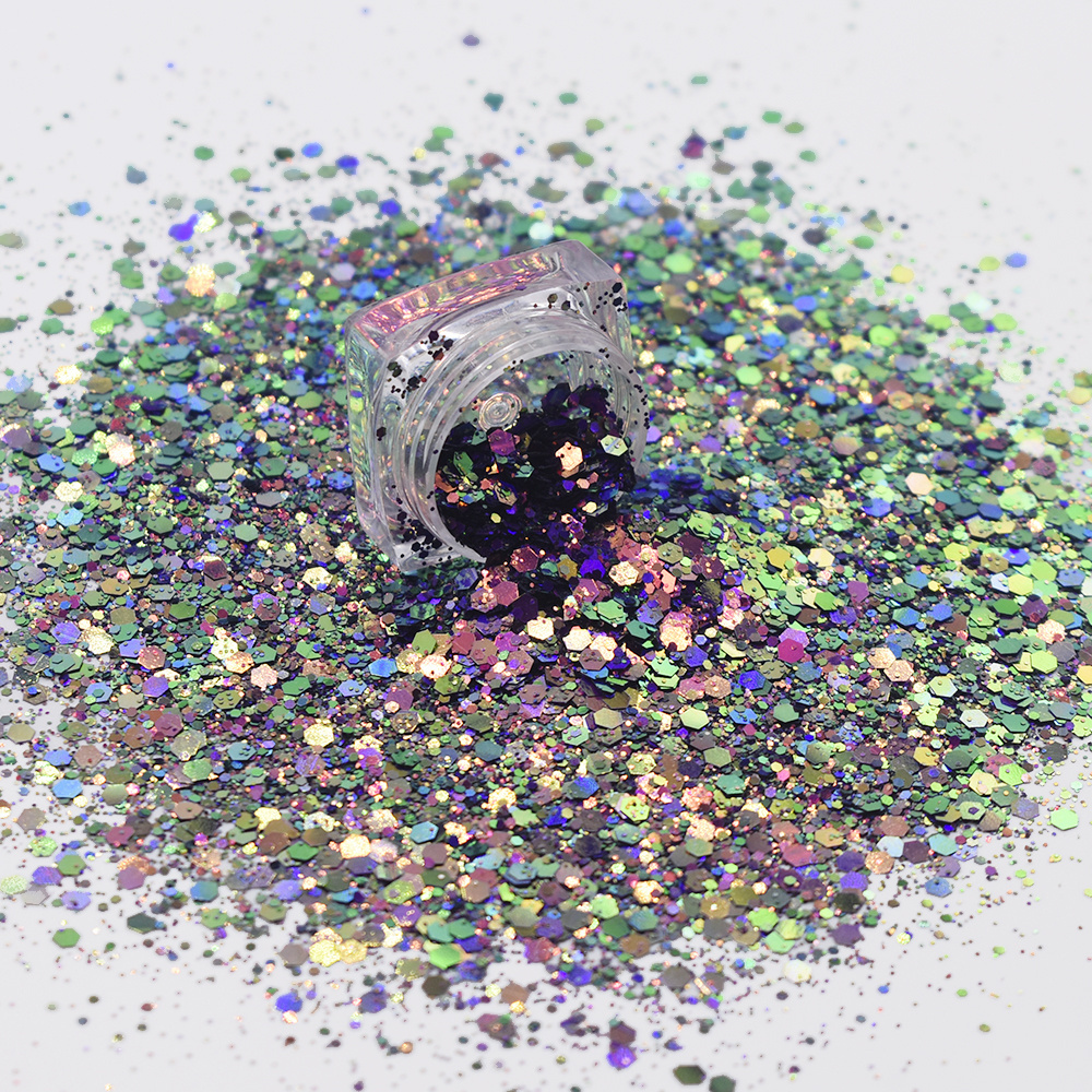 Color Shift Chunky Holographic Glitter Powder Bulk For Fabric Point Spray