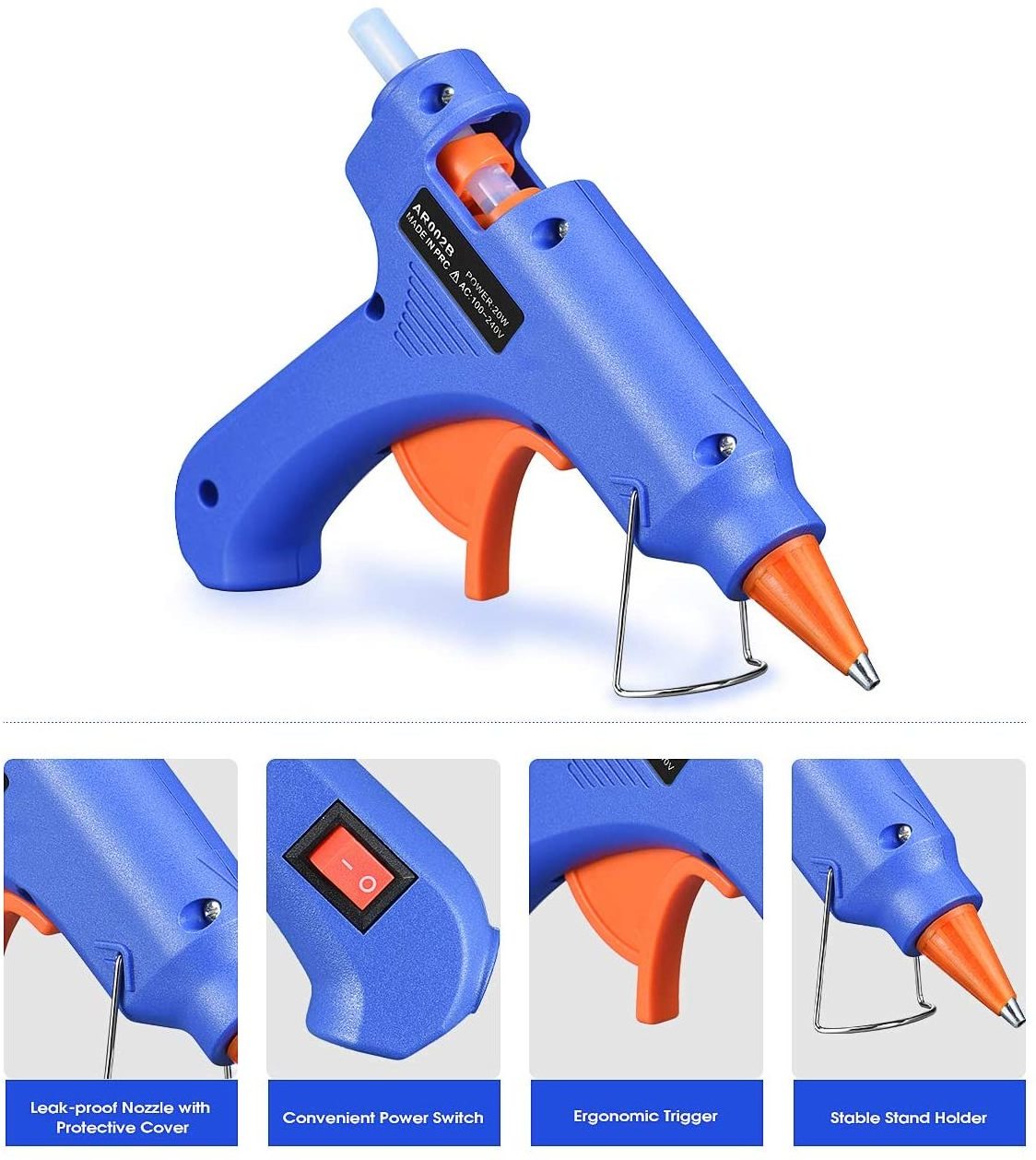 Wholesale Craft Glue Gun Hot Melting Mini 20W 40W 60W 100W Black Hot Melt Glue Gun Big Size Blue Glue Gun