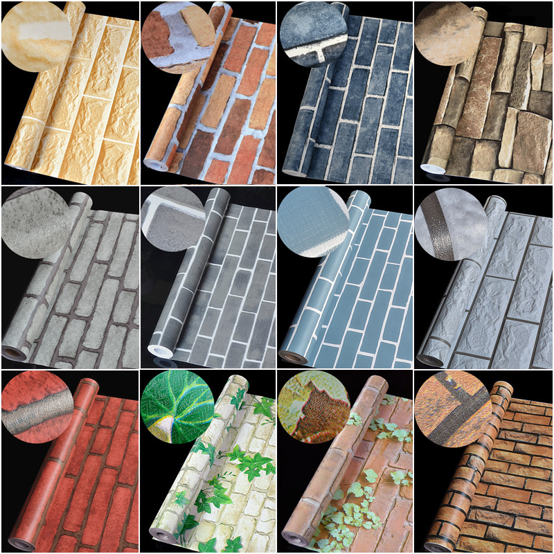 Self Adhesive Contact Paper wall paper rolls 3d brick pvc self adhesive wallpaper