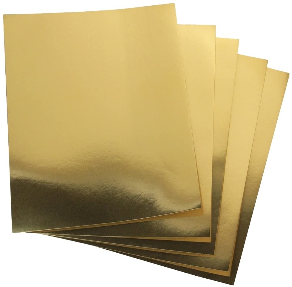 Kids Craft Mirror Card PET Metallic Cardboard Gold Silver A4 Size Metallic Foil Cardstock Paper