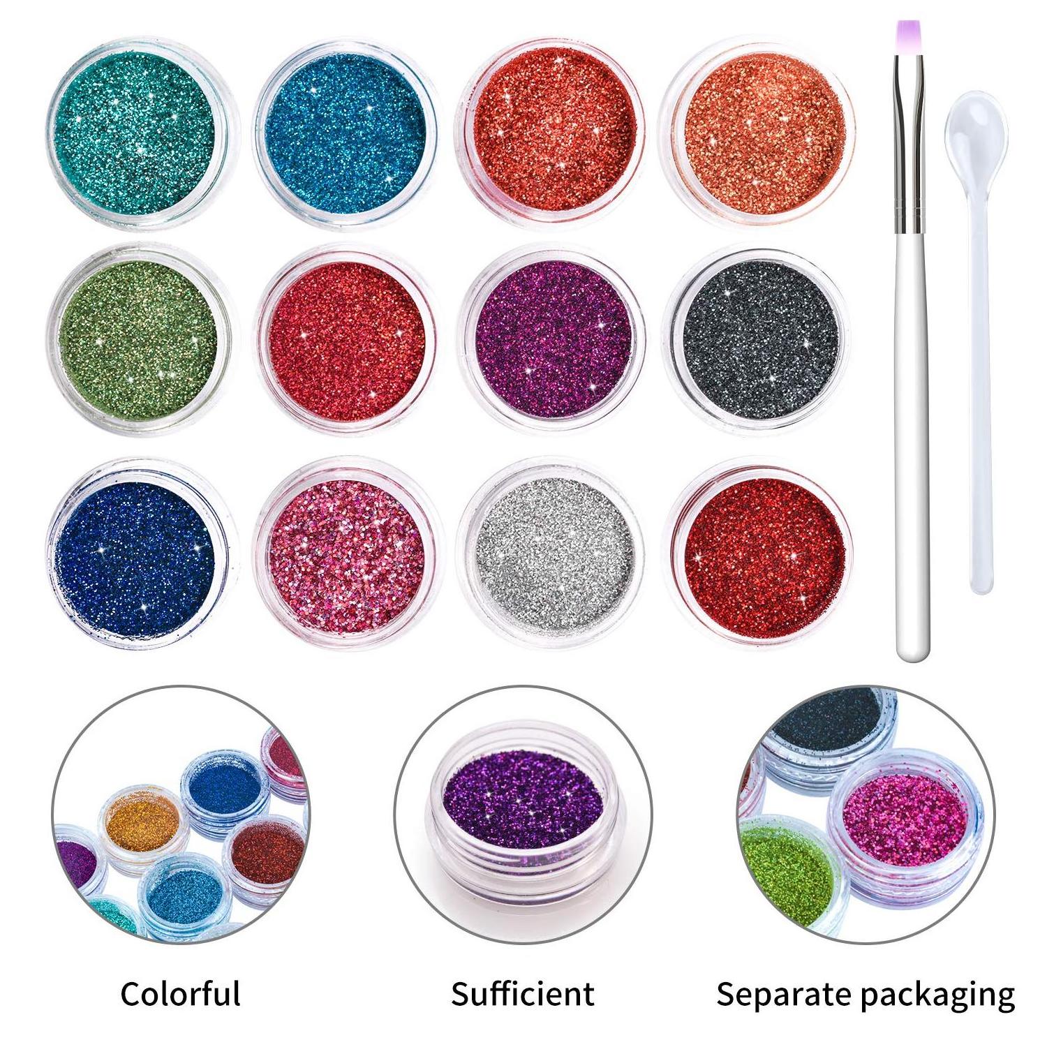 eco-friendly Fine Slime Glitter, LEOBRO Extra Fine Epoxy Glitter for Resin, Assorted Craft Glitter Powder for Resin Arts Cr