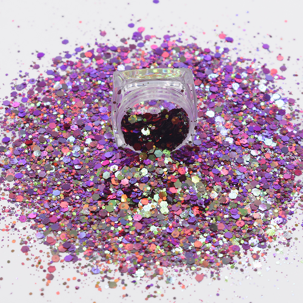 Color Shift Chunky Holographic Glitter Powder Bulk For Fabric Point Spray