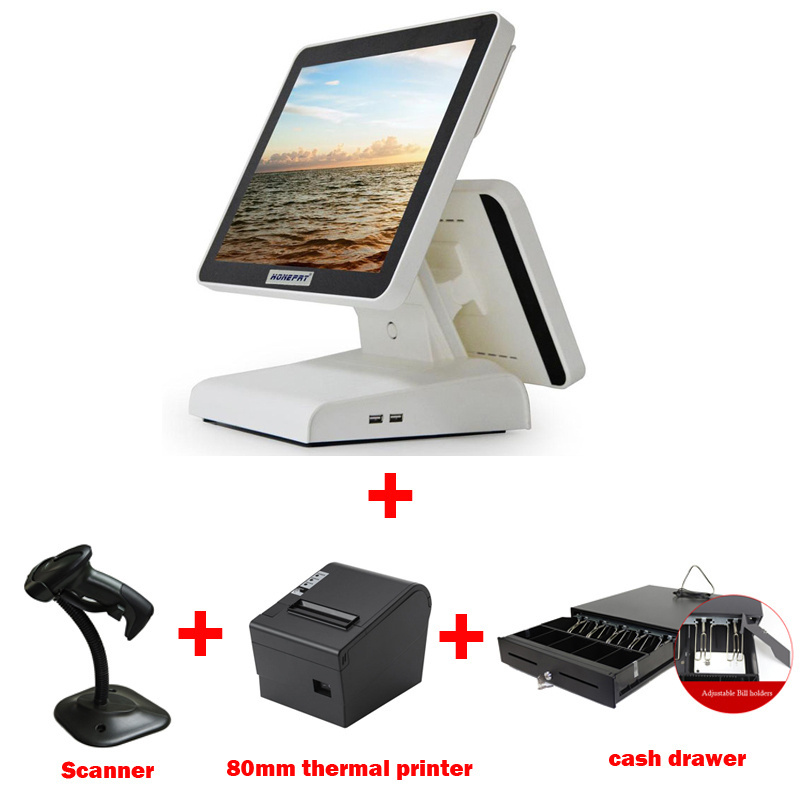 Free shipping 2019 New Cash Register Pos System 15 Inch Double Sided Computer Monitor 1 Year Warranty