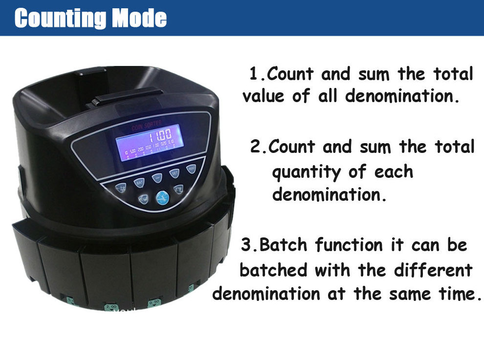 HSPOS  Mixed Coin Value Counting Machine Cash Coin Counter Note Selector Sorter HS-KSW550