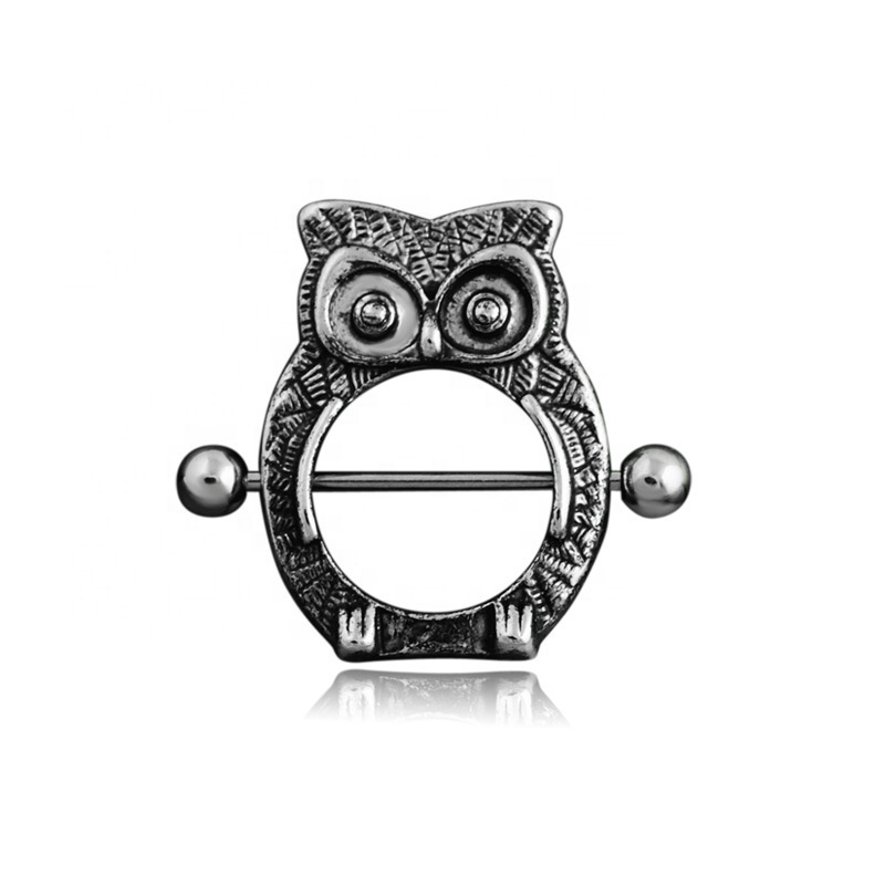 Hot fashion owl stainless steel vibrate nipple piercing rings