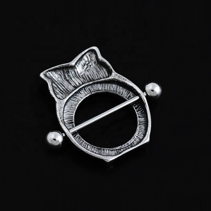 Hot fashion owl stainless steel vibrate nipple piercing rings