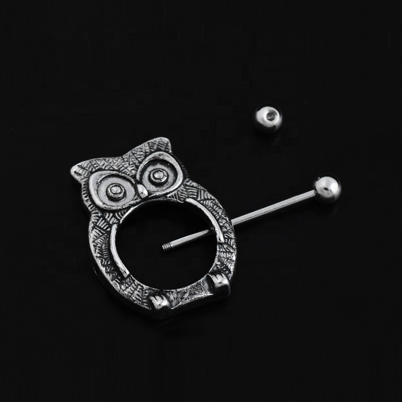 Hot fashion owl stainless steel vibrate nipple piercing rings