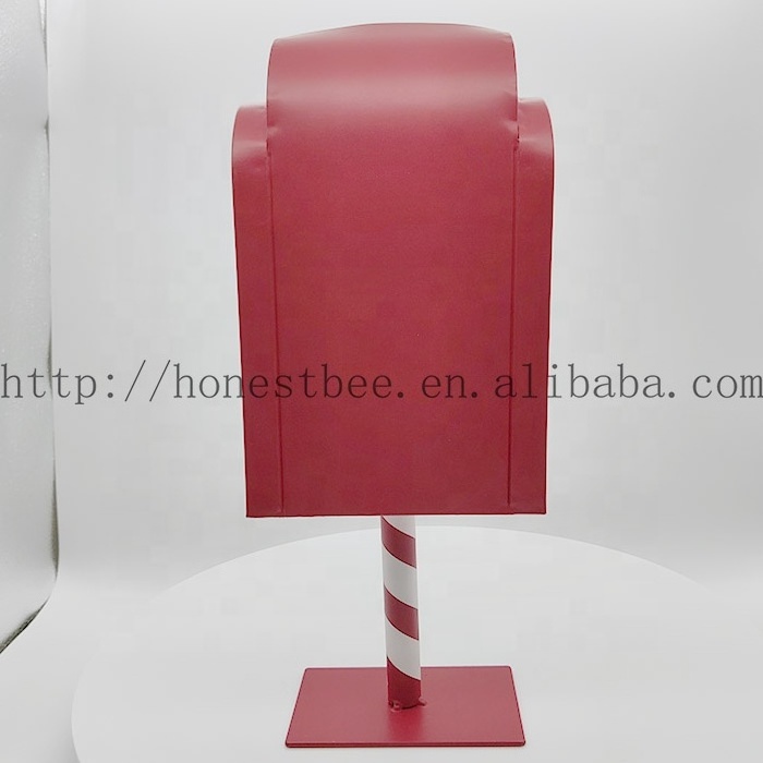 Decorative Metal Mailbox Tabletop Decor Christmas Santa Sturdy Post Letters Box Christmas Gift Tin for Family or Friend