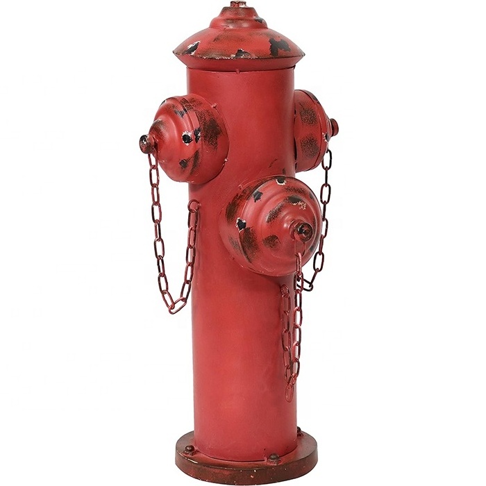 14-Inch Fire Hydrant Metal Outdoor Garden Accent Dog Training Pee Post Red Powder Coated Paint Surface