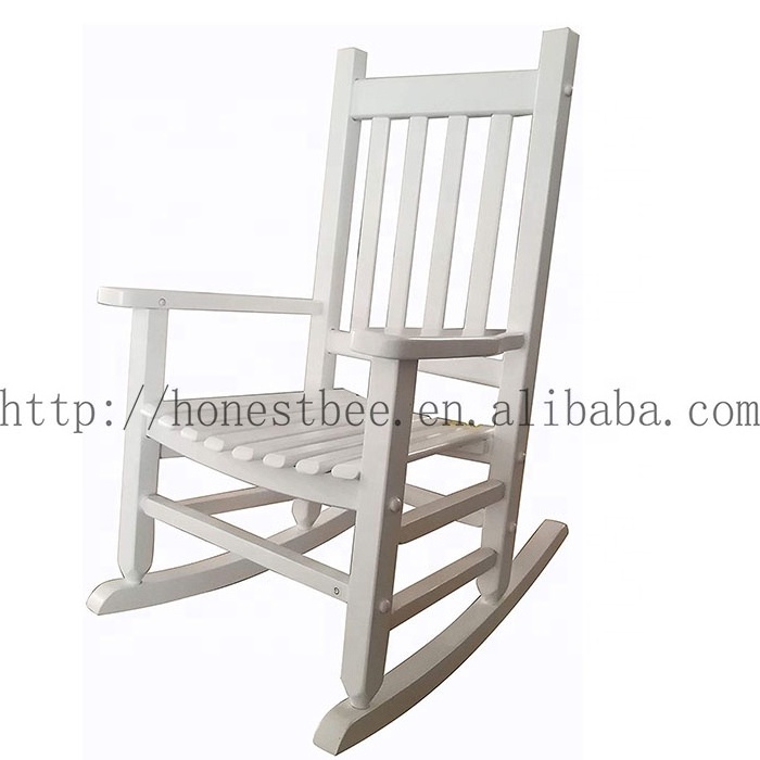 Poplar Wood Simple and Durable Dark White  Suitable Child  Rocker Children's Wooden Rocking Chair for 4-8 Years Old