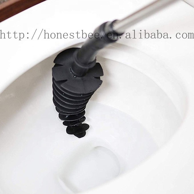 Home Long Handle Toilet Plunger Bathroom Blockage Drain Tool Flexible Head Clog Remover Dredge Tool with Holder