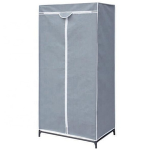 Portable Fabric Storage Wardrobe Closet Extra Strong Durable Non-Woven Fabric Rack with Hanging Rod