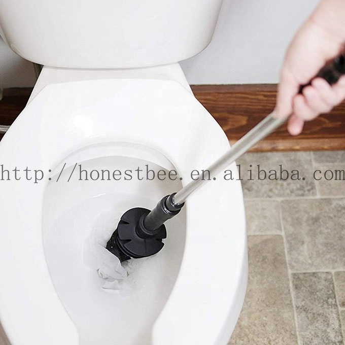 Home Long Handle Toilet Plunger Bathroom Blockage Drain Tool Flexible Head Clog Remover Dredge Tool with Holder