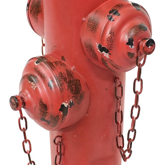 14-Inch Fire Hydrant Metal Outdoor Garden Accent Dog Training Pee Post Red Powder Coated Paint Surface