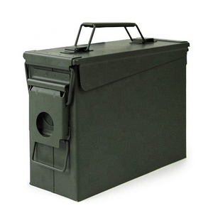 Metal Waterproof Fireproof Ammo Valuables Storage Containers OD Green SPCC Military Ammo Can Bullet Box with Flip Top