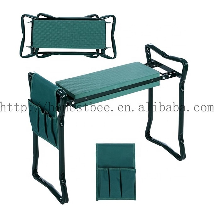 Folding Portable Foldable Garden Kneeler Stool Kneeling Pad Bench Chair and Seat with 2 Tool Pouches