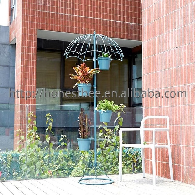 Flower Pots Garden Set Hanging Flower Pots Balcony Planters Metal Bucket Umbrella Flower Holders Detachable Hook