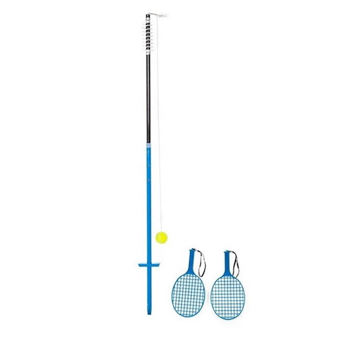 Tennis Trainer Swing Train Game Set with Pole 2 Racquets and Ball with String Fun Classic Outdoor Activity for Kids and Adults