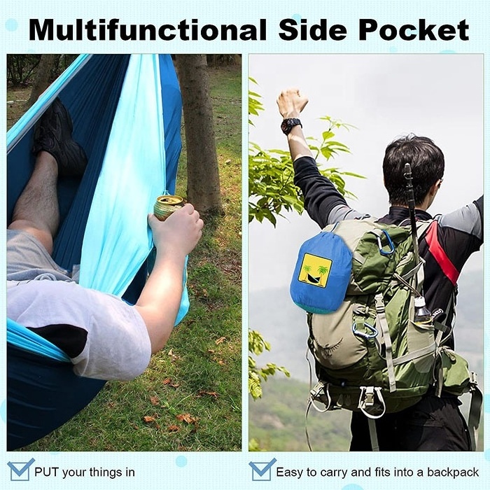 Camping Hammock Double & Single Portable Hammocks for Hiking Backpacking Hunting Outdoor Beach Camping Including 2 Tree Straps