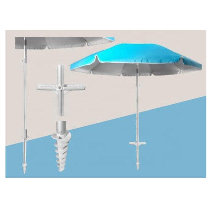 6ft Folded PortableTravel Beach Umbrella with Sand Anchor Tilt Air Vent UV Protection Compact Beach Umbrella Blue