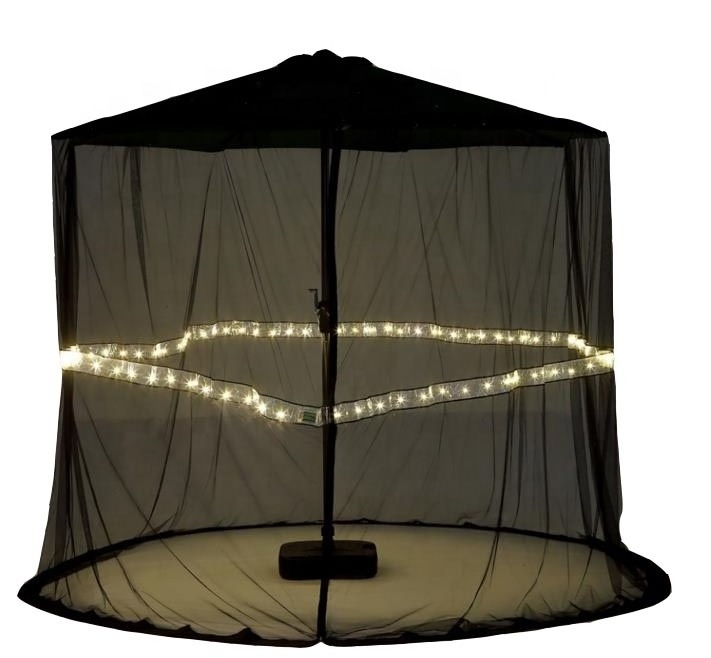 Patio Protector Umbrella Mosquito Led Nets Cover  Dining Sunshade Umbrella Mosquito Net with Led Lights