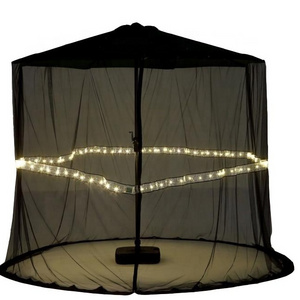 Patio Protector Umbrella Mosquito Led Nets Cover  Dining Sunshade Umbrella Mosquito Net with Led Lights