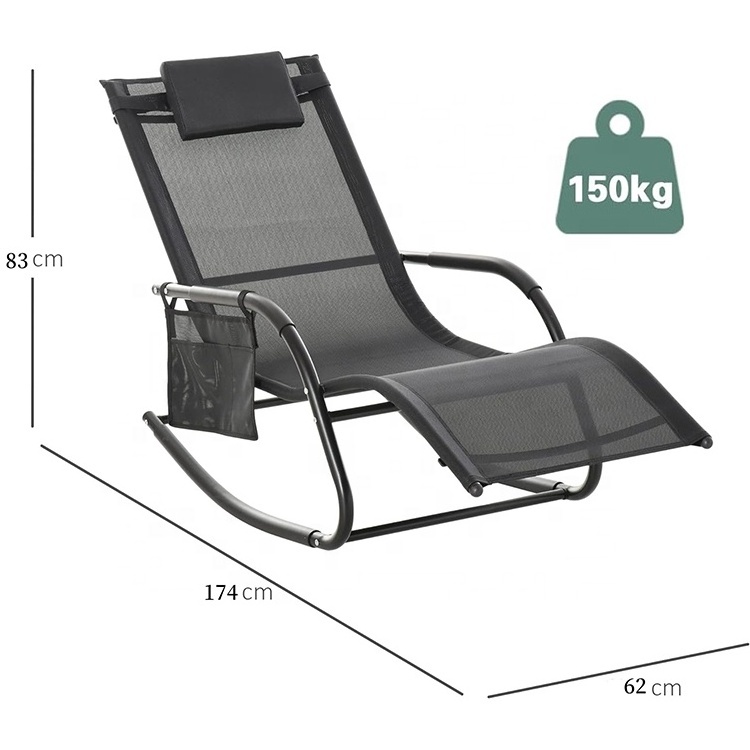 Sun Lounger Weatherproof  Rocking Desk Swing Recliner Chair Garden Recliner with Removable Headrest for Garden and Balcony