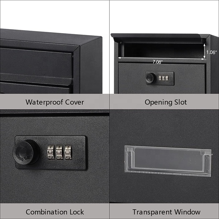 Metal Lockable Wall Mounted Mailboxes with Rust-Proof Cover Minimalist Letter Box Outdoor Combination Locking Mail Box