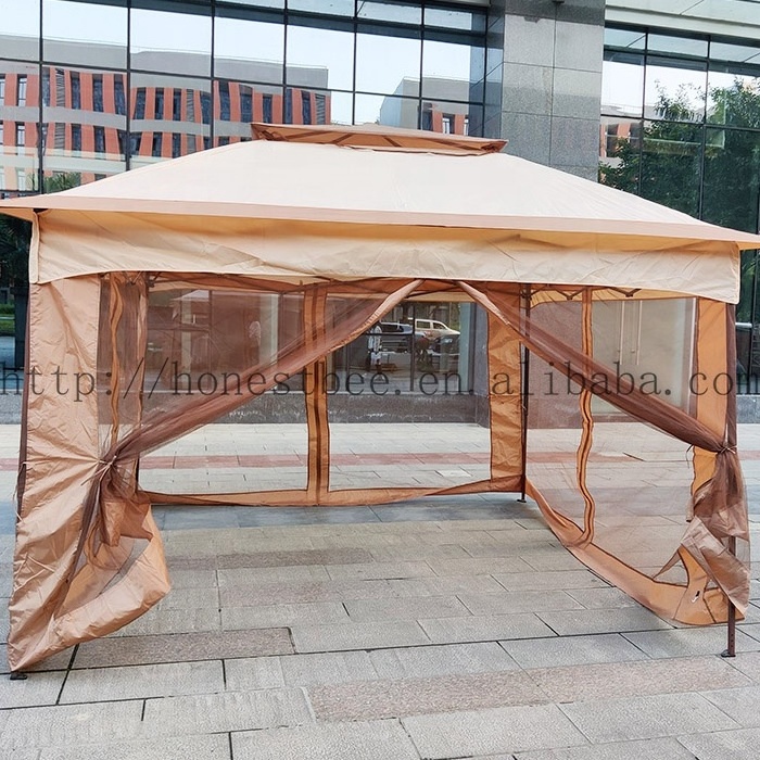 Outdoor Pop Up Gazebo Patio Double Roof Soft Canopy Tent Gazebo Shelter with Mosquito Netting for Parties and Outdoor Activities