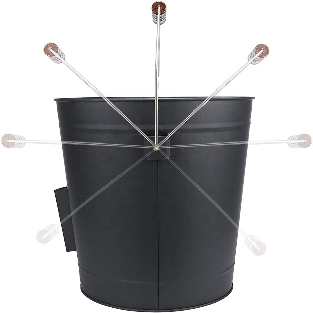 Large Metal Buckets Pail Ash Can Fireplace Ash Bucket with Lid and Shovel  Coal Pellet Hot Wood Carrier Pail Tools for Fire Pits