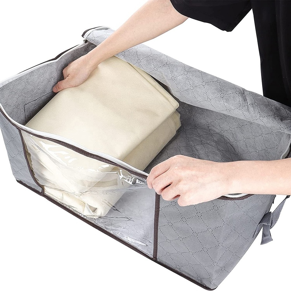 Non-woven Fabric Large Capacity Clothes Storage Bag Organizer Foldable Blanket Storage Bags Storage Containers for Organizing