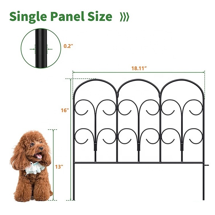 5Pcs Garden Fence Set Black Decorative Barrier Landscape Iron Wire Border Folding Metal  Fence Panels for Patio Backyard Edge