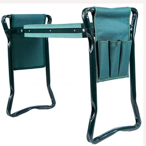 Folding Portable Foldable Garden Kneeler Stool Kneeling Pad Bench Chair and Seat with 2 Tool Pouches