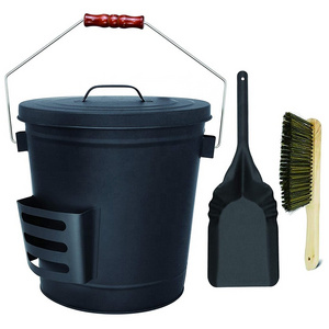 Large Metal Buckets Pail Ash Can Fireplace Ash Bucket with Lid and Shovel  Coal Pellet Hot Wood Carrier Pail Tools for Fire Pits