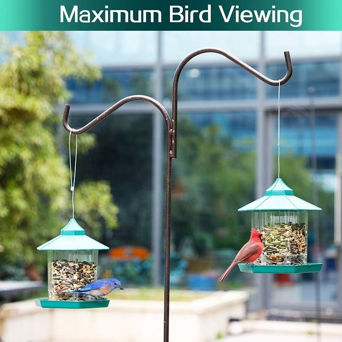 Green Plastic Weatherproof Hexagon Shaped Gazebo Wild Bird Feeder Panorama 1.45Gal Capacity Bird Feeder for Outdoor Patio Garden