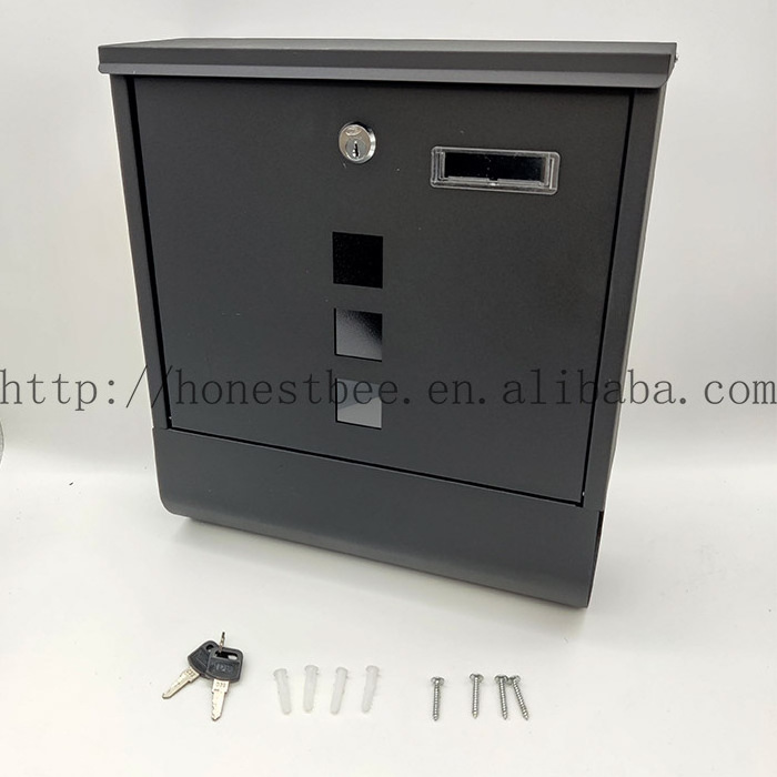 Metal Wall Mounted Mailboxes Weatherproof Black Newspaper Post Box with Key Lock Ideal for Storing Keys and Outdoor Letter Boxes