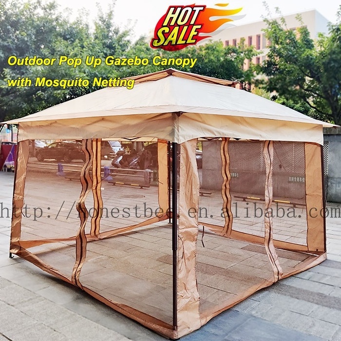 Outdoor Pop Up Gazebo Patio Double Roof Soft Canopy Tent Gazebo Shelter with Mosquito Netting for Parties and Outdoor Activities