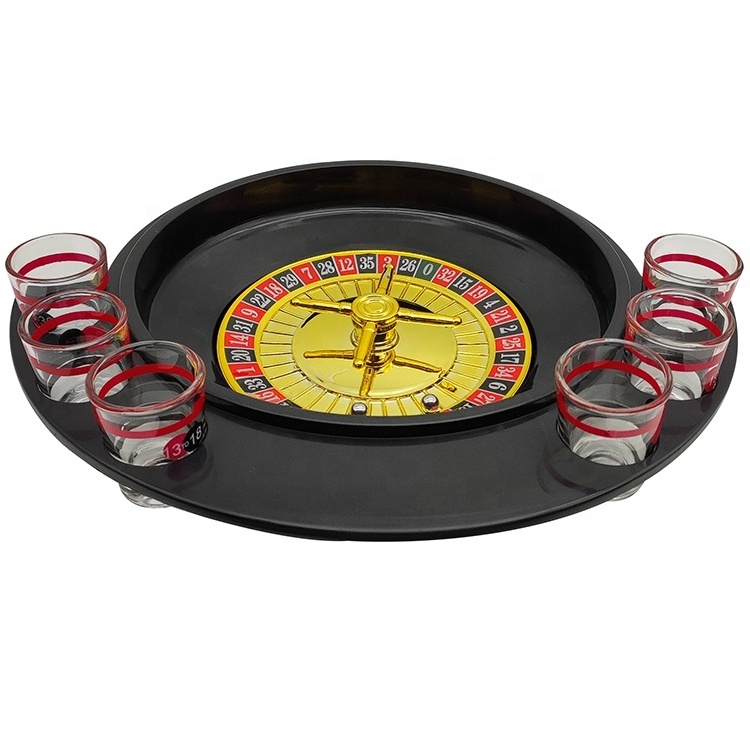 6 pcs Shot Glass Casino Machine Party Roulette Set Drinking Roulette Drinking Game Casino Style Roulette Board Game Set