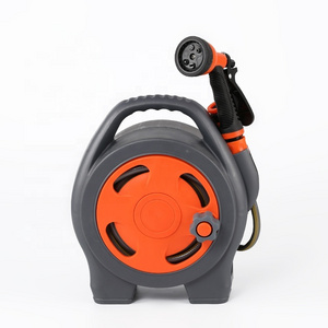 Rolling Portable Garden Hose Reel Retractable Hose Reel Mini Garden Hose Reels 6 Function Sprayer Nozzle