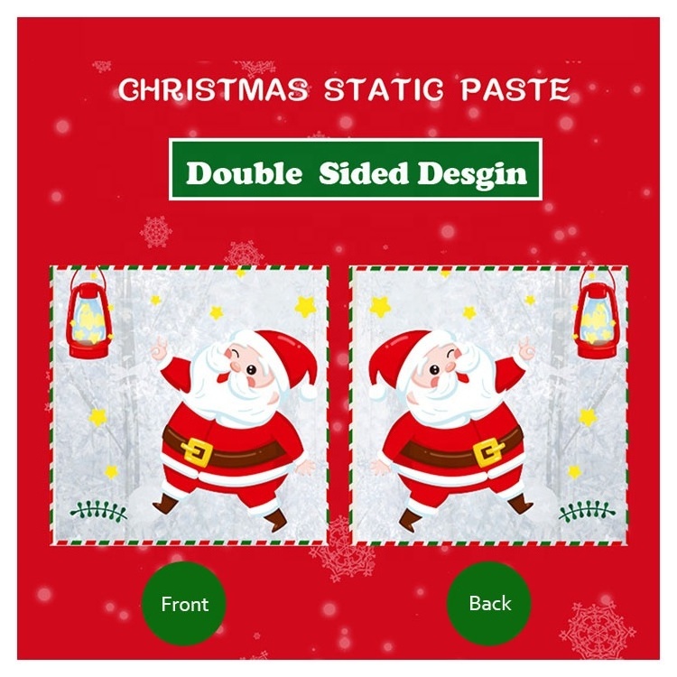 9 Sheets Reusable Christmas Sticker Double Sided PVC Static Christmas Clings Decals Window Sticker for Home Wall Glass Decor