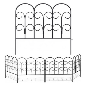 5Pcs Garden Fence Set Black Decorative Barrier Landscape Iron Wire Border Folding Metal  Fence Panels for Patio Backyard Edge