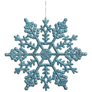 3pcs Snow Flake New Year Party Redplastic Decorations Glitter Christmas Snowflake Indoor Ornament Set for Winter Christmas Tree