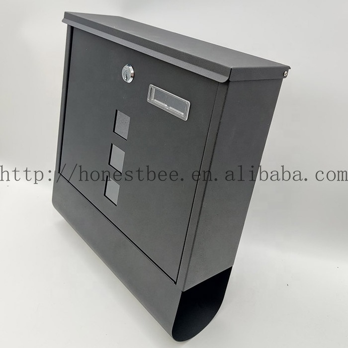 Metal Wall Mounted Mailboxes Weatherproof Black Newspaper Post Box with Key Lock Ideal for Storing Keys and Outdoor Letter Boxes