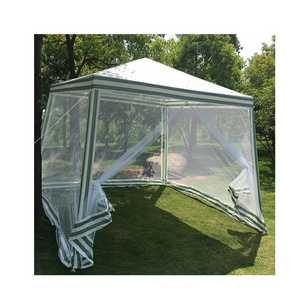 Outdoor Garden Metal Frame Gazebo Party with Mosquito Net Sidewall 3x2.4m PE Gazebo Mesh Netting Shelter Patio Shade Canopy