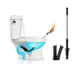 Home Long Handle Toilet Plunger Bathroom Blockage Drain Tool Flexible Head Clog Remover Dredge Tool with Holder