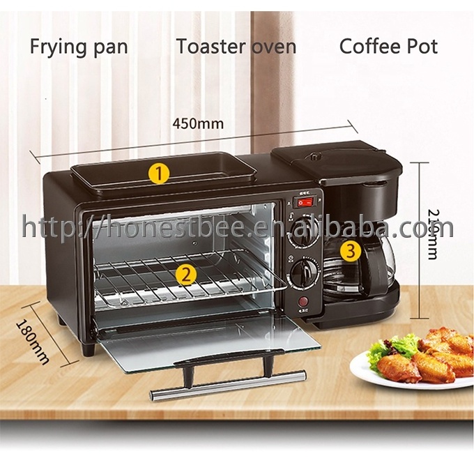 Multifunction 3 in 1 Breakfast Maker Toaster Oven Grill Pan Coffee Maker For Office Home Dorm Use Bread Cook Eggs Make Coffee