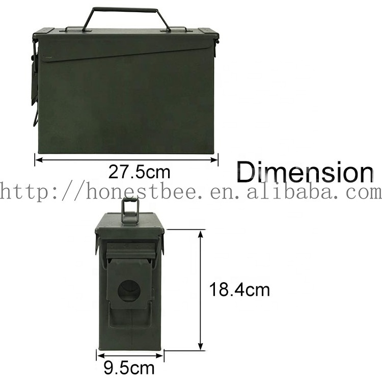 Metal Waterproof Fireproof Ammo Valuables Storage Containers OD Green SPCC Military Ammo Can Bullet Box with Flip Top